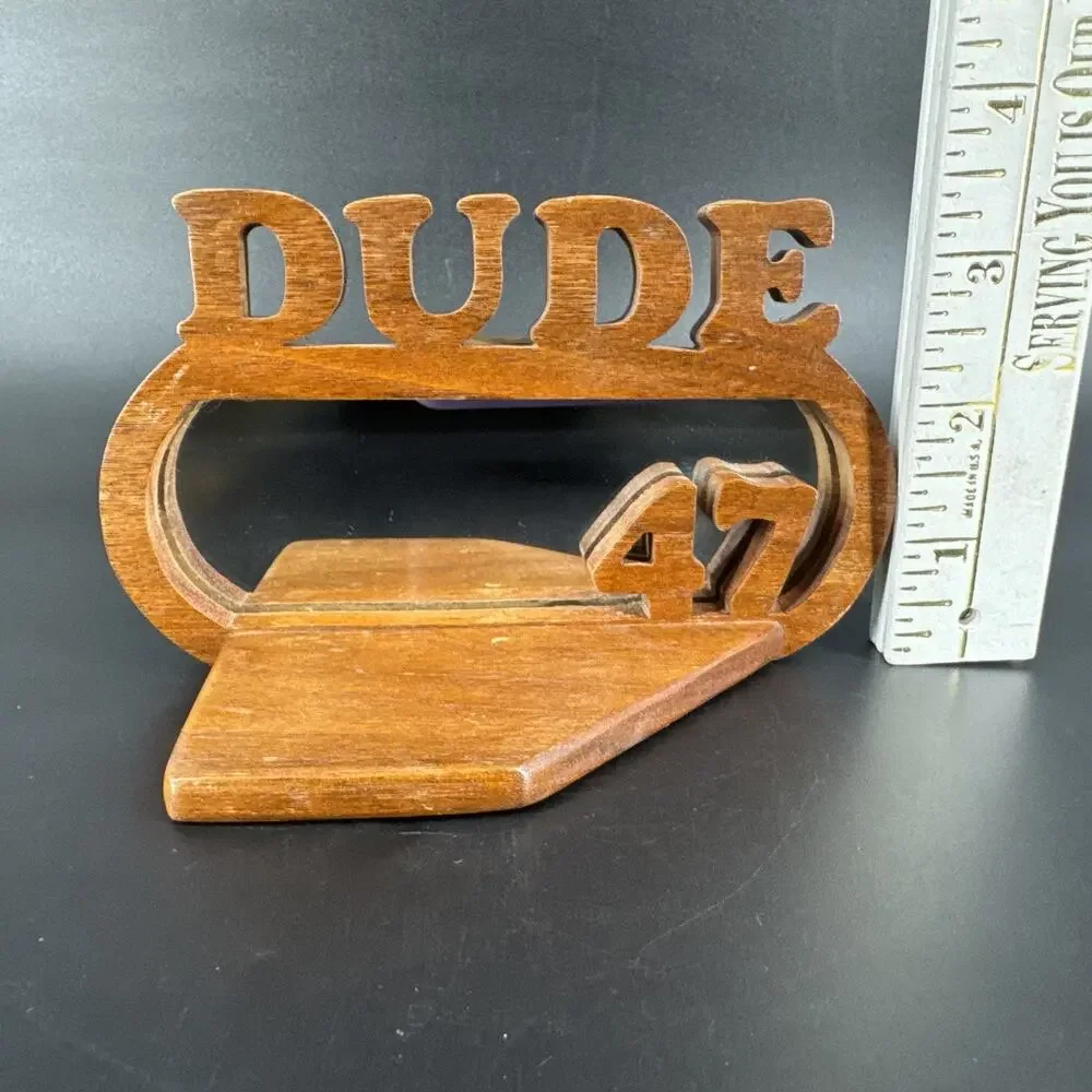 Vintage Small Wooden Wall Shelf With Mirror w/ Text Dude #47 Trump President